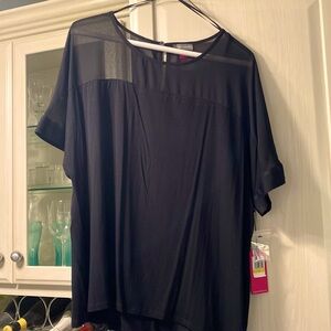 NWT VINCE CAMUTO BLACK SHEER-UPPER TOP